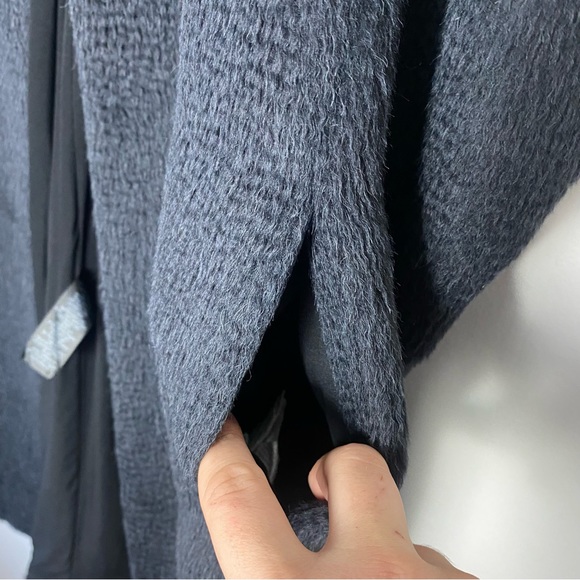 Zero + Maria Cornejo Suri Alpaca Virgin Wool Cocoon Coat Cape Charcoal Gray 6 - Picture 14 of 16